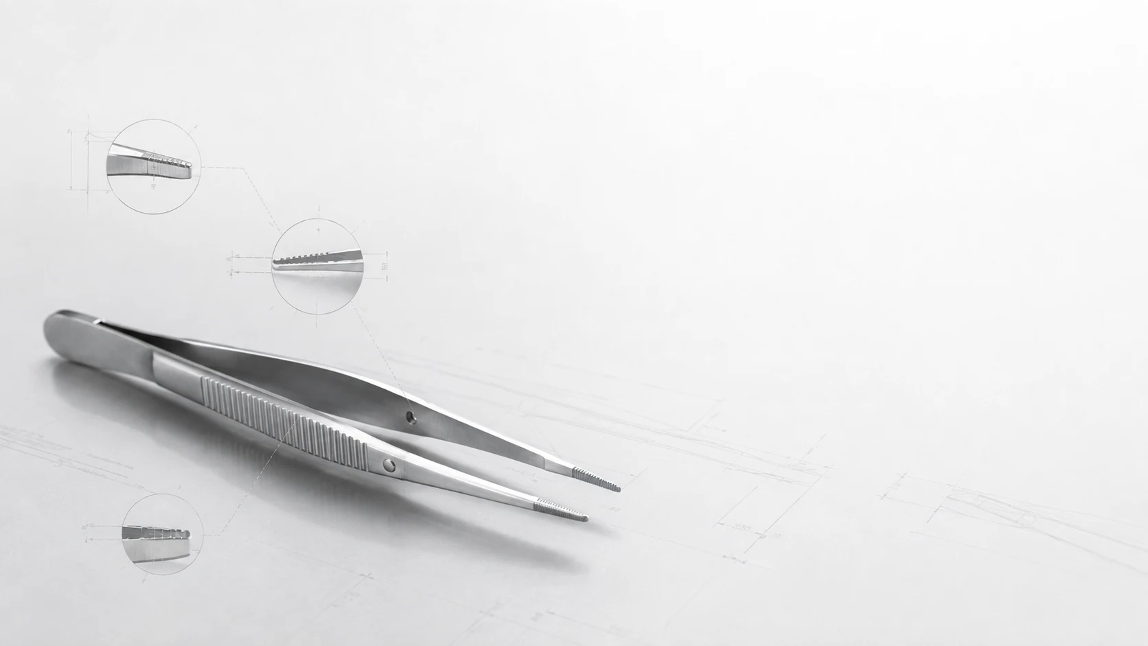 Precision tweezers with engineering detail